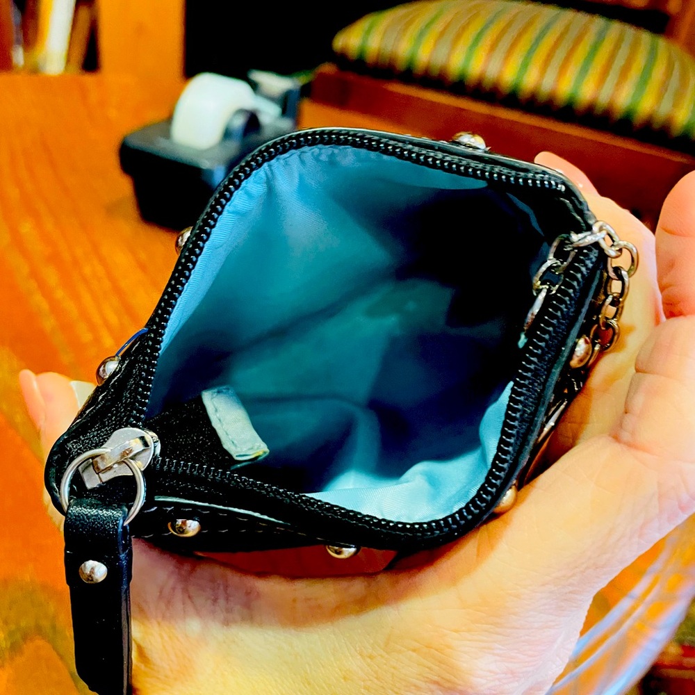Coach Black and Silver Wallet with Textured Fabric and Zipper Closure - Picture 2 of 7